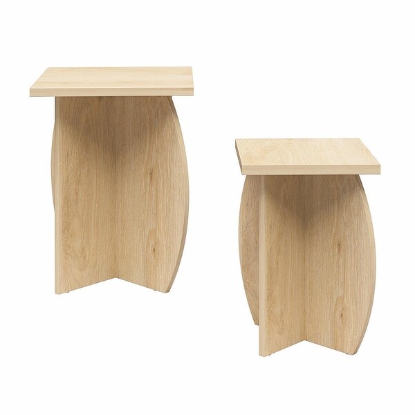 Voler Set of 2 Minimalist Nesting End Tables， Light Oak