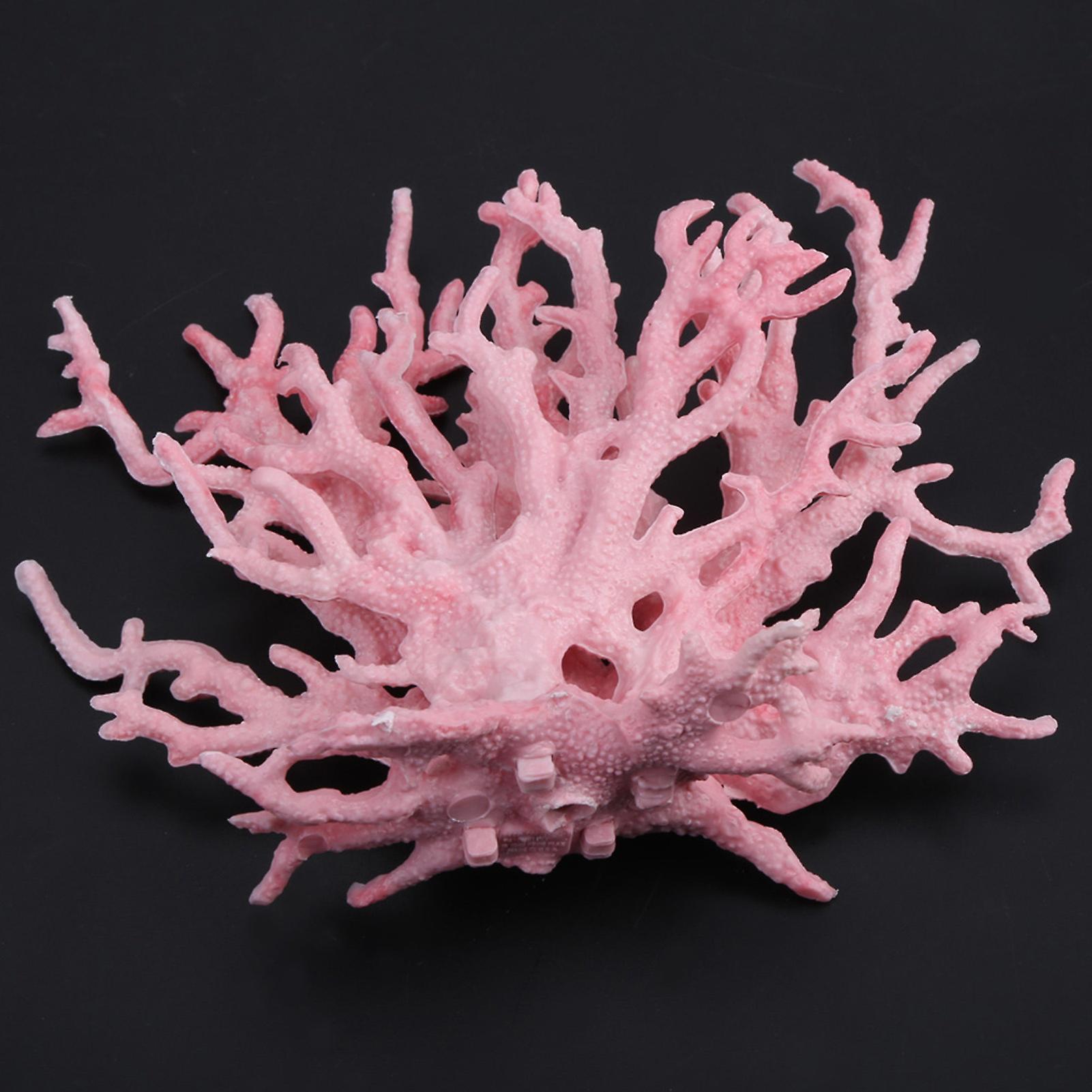 Plastic Vivid Artificial Coral Plant Ornament For Aquarium Underwater Fish Tank Pink Smart