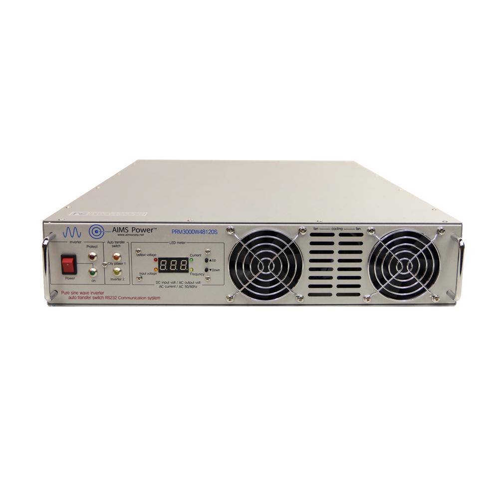 AIMS POWER 3000 Watt Pure Sine Rack Mount Inverter 24 VDC to 120 VAC 2U PRM3000W24120S