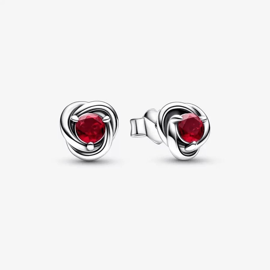 PANDORA  July True Red Eternity Circle Stud Earrings