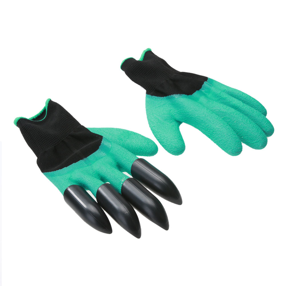 Total Value Garden Gloves Built in 4 Claws for Easy Gardening Digging Planting Landscaping Green One Size