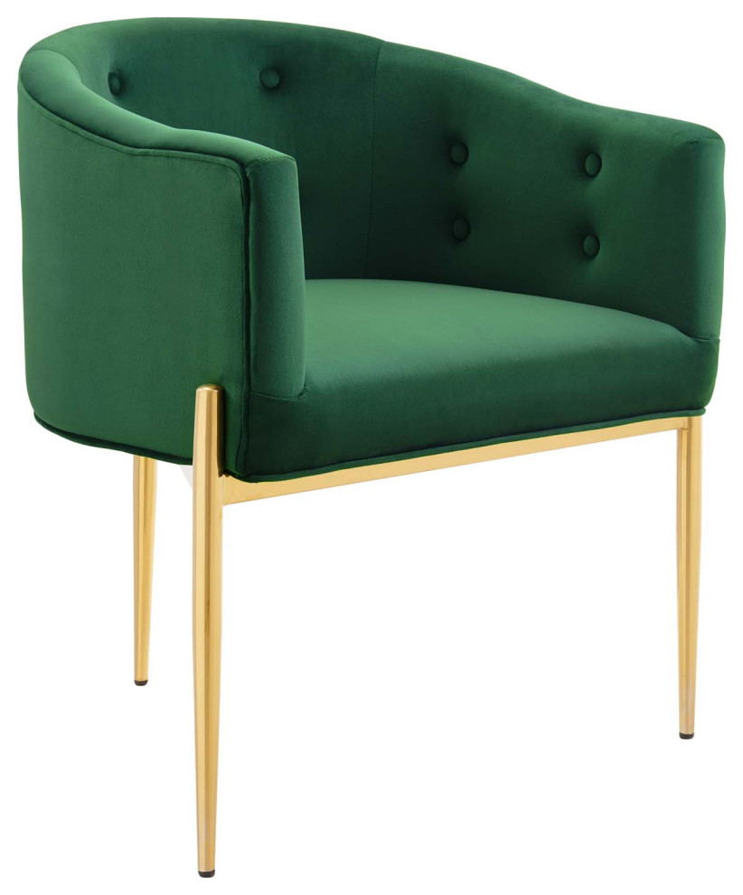 Savour Tufted Performance Velvet Accent Chairs Set of 2 Emerald   Midcentury   Dining Chairs   by ShopFreely  Houzz