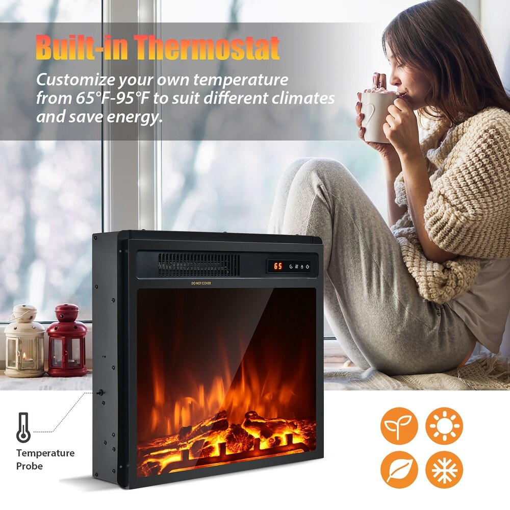 Costway 18''Indoor Electric Fireplace Freestanding   Recessed Heater   See details