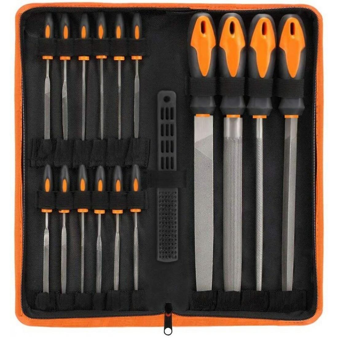 17pcs Needle File Set High Carbon Steel Metal File With Rubber Soft Handle Metalworking Woodworking Set Half-round Flat File