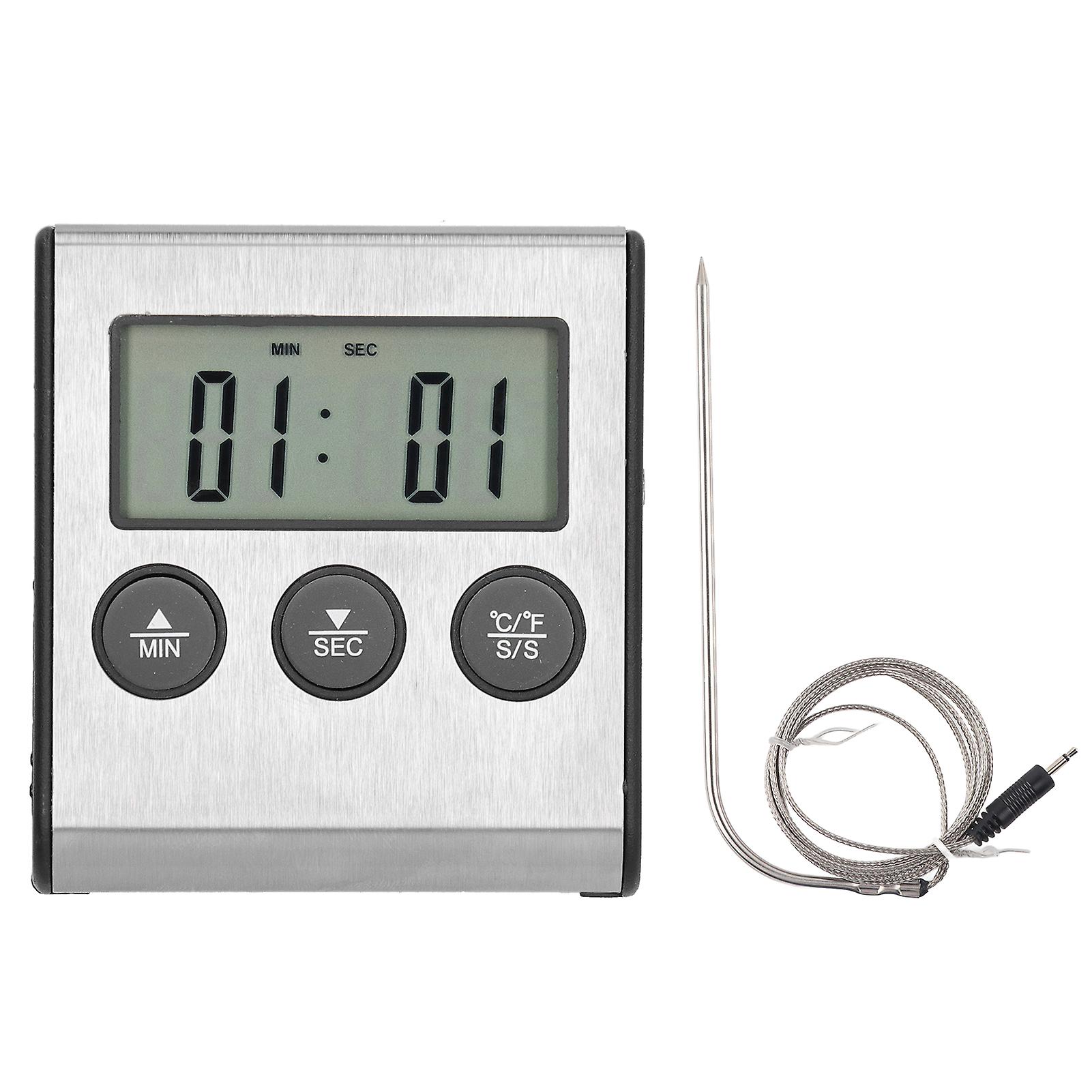 Digital Cooking Thermometer Timer Lcd Display / W/probe For Barbecue Meat Bbq Food