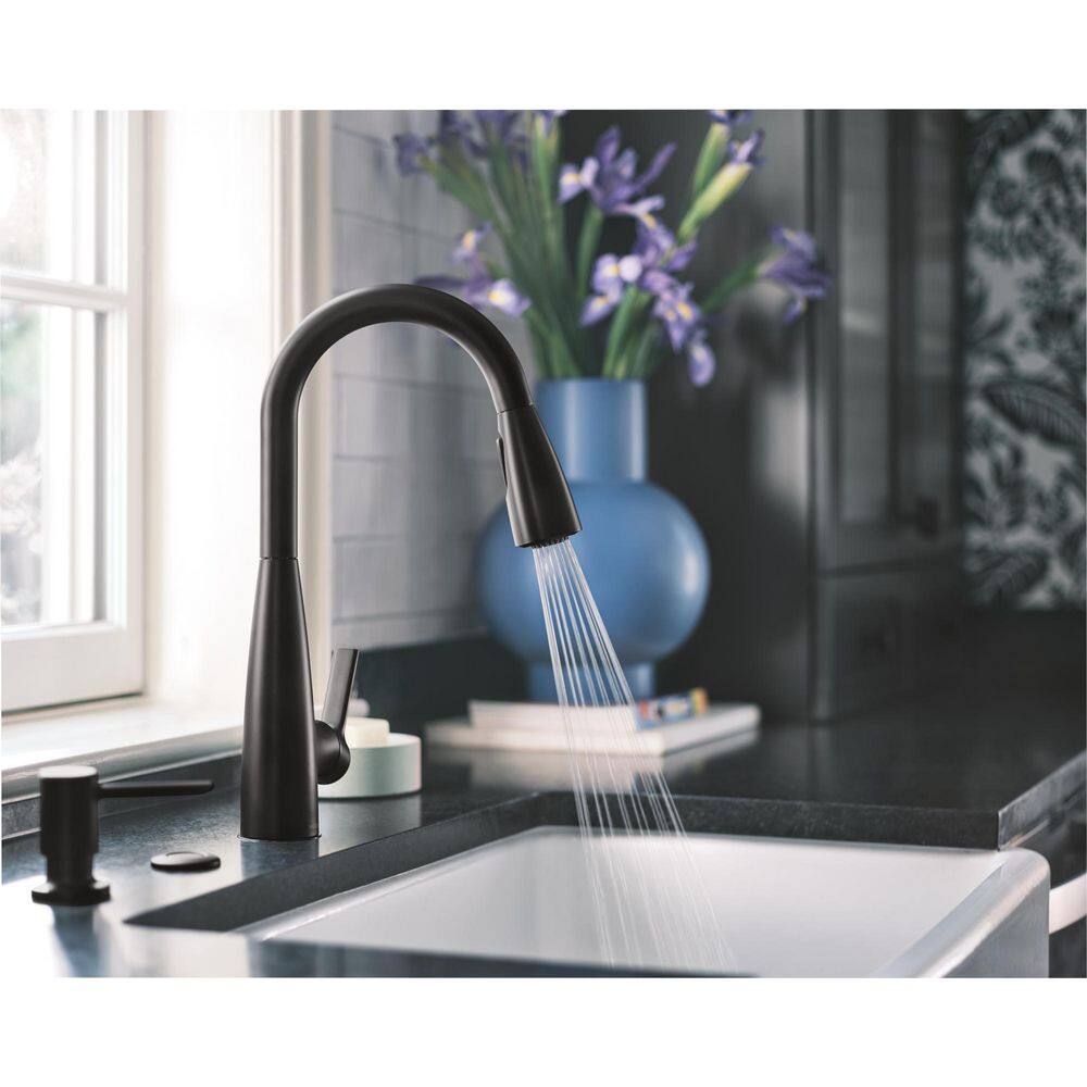 MOEN Haelyn Single-Handle Pull-Down Sprayer Kitchen Faucet with Reflex and Power Clean in Matte Black 87627BL