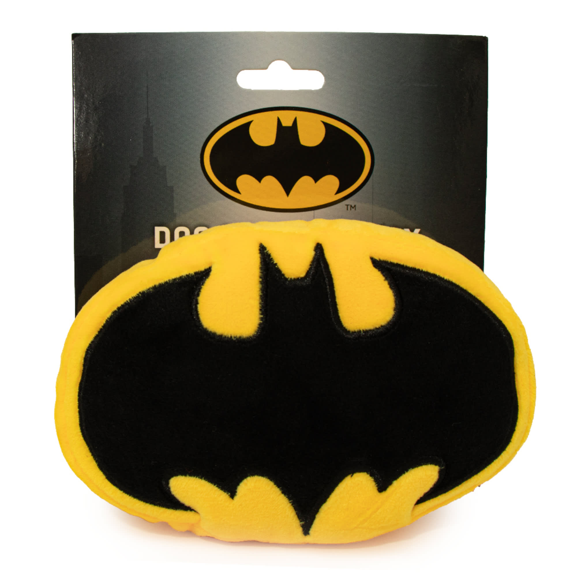 Buckle-Down Yellow/Black DC Comics Batman Bat Icon Plush Squeaker Dog Toy， Small