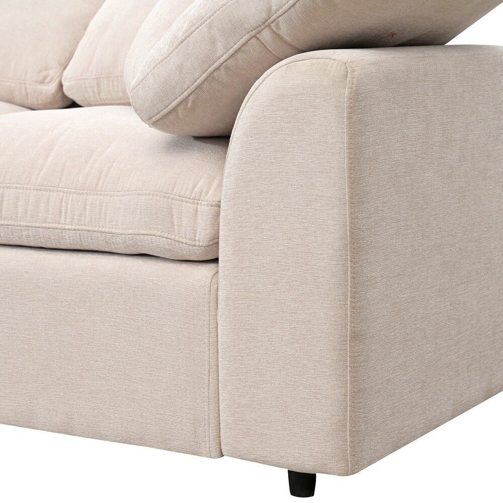 Modern Large L Shape Sectional Sofa  Fabric Sectional Sofa Set with Movable Ottoman Living Room Corner Sectional Sofa