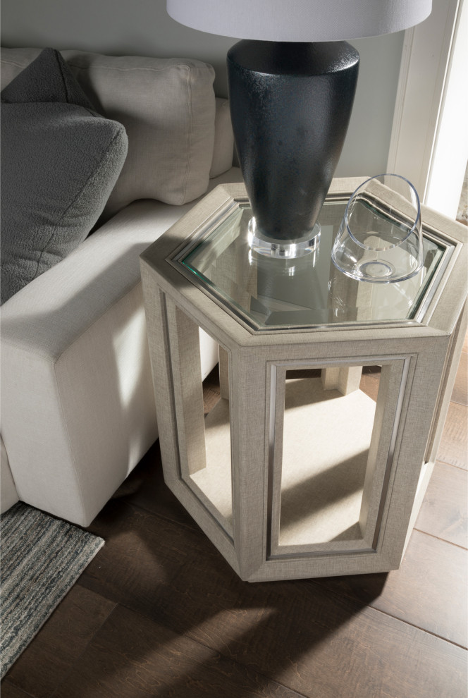 Zeitgeist Linen Hexagonal End Table   Transitional   Side Tables And End Tables   by HedgeApple  Houzz