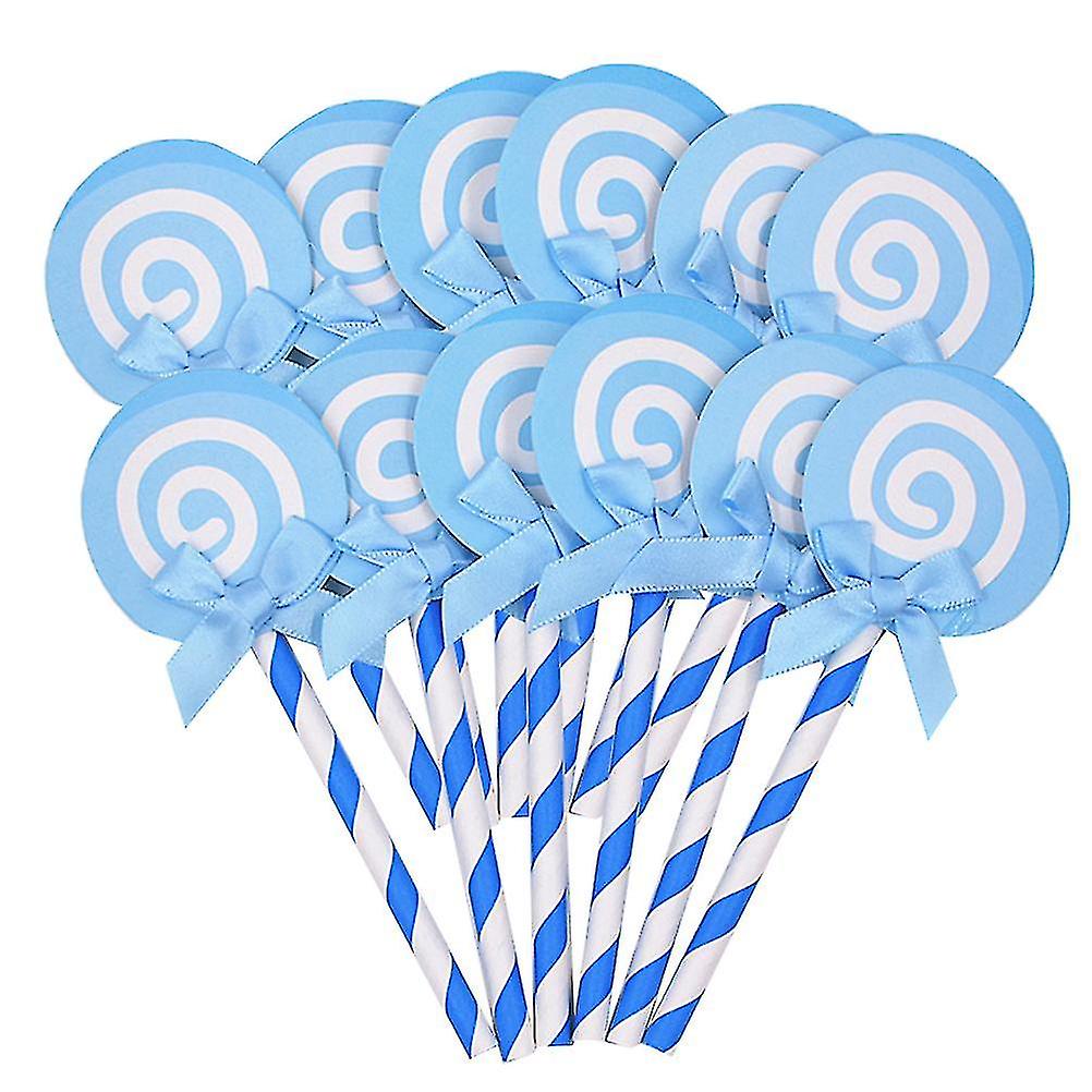 36pcs Lollipop Cupcake Picks Paper Birthday Cake Toppers Lovely Lollipop Bow Cake Decorations Dessert Table Decorative Supplies Creative Lollipop Cake