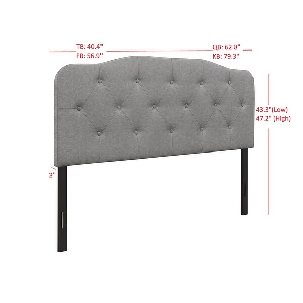 Angela Button-tufted Adjustable Headboard - - 33093710