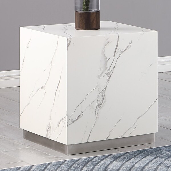 Best Master Furniture Bennacio Faux Marble Square End Table