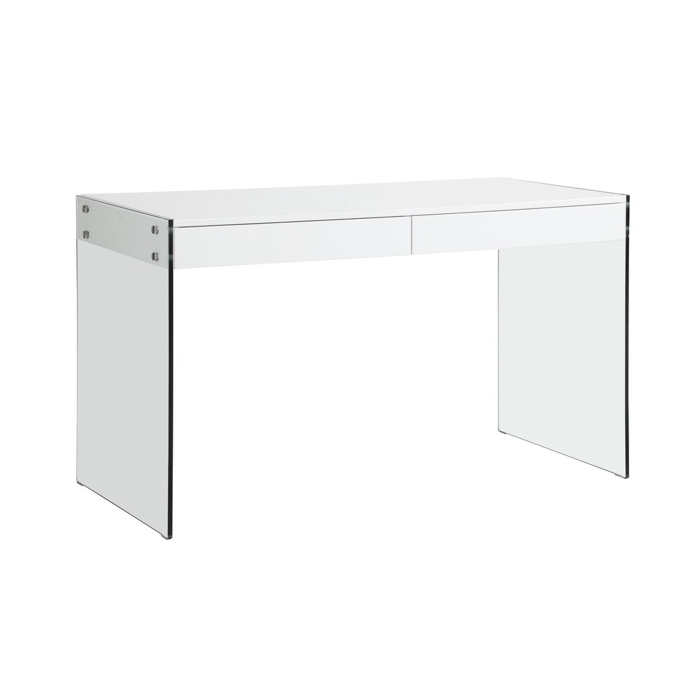 Somette Contemporary Gloss White   Glass Desk