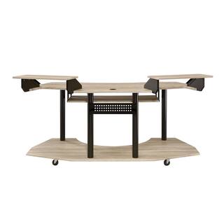 Acme Furniture Eleazar 40 in. Curve Natural Oak Metal Music Recording Studio Computer Desk 92892