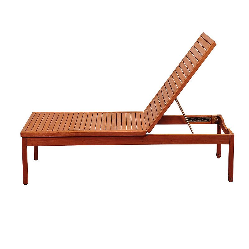 76 Brown Washburn Wheel Patio Lounger - White Cushion