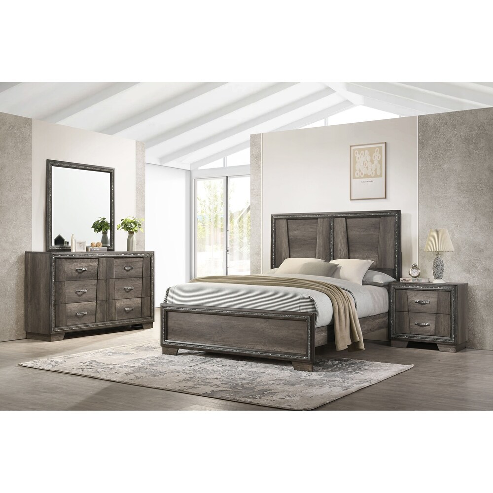 Sheffield Grey Oak 4 Piece Panel Bedroom Set