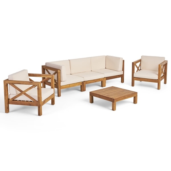 Brava Outdoor Acacia Wood 6piece Chat Set by Christopher Knight Home