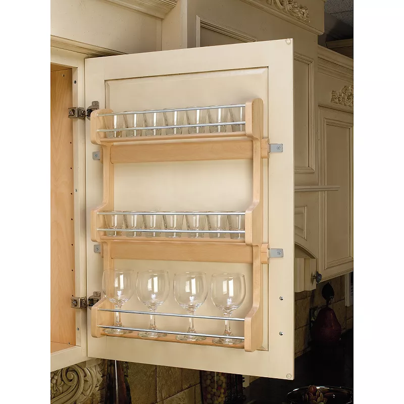 Rev-A-Shelf 4SR-21 21-Inch Cabinet Door Mounted Wood 3-Shelf Storage Spice Rack