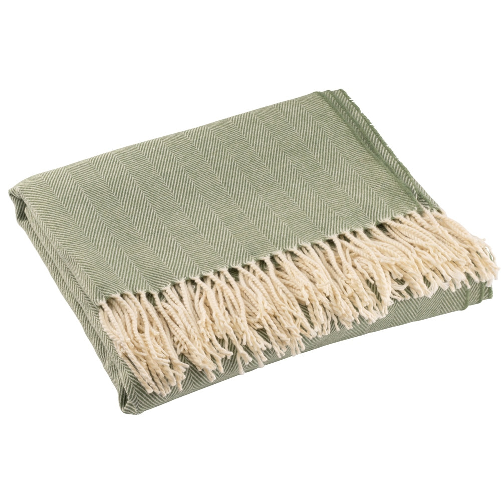 Galway Crystal Herringbone Forest Green Throw