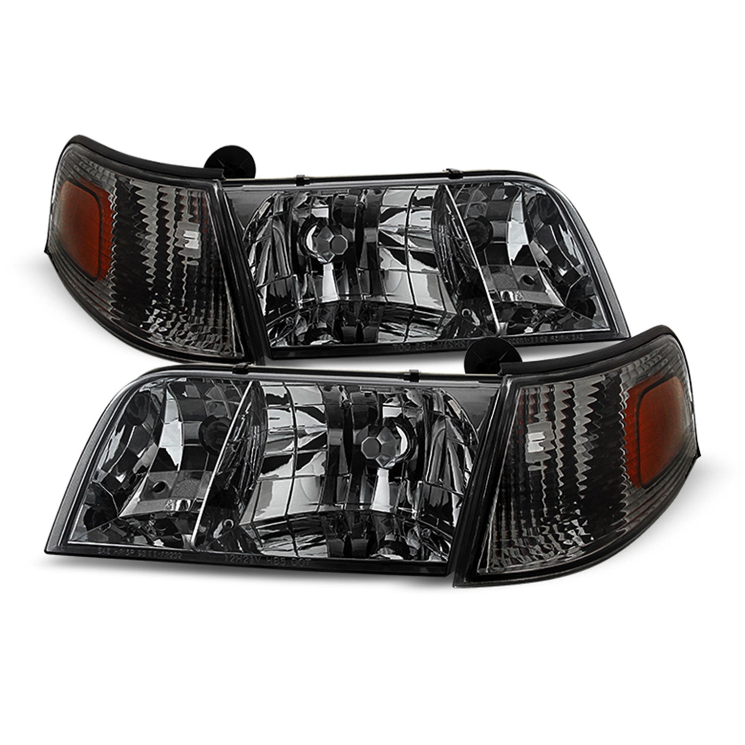 For 1998-2011 Ford Crown Victoria Smoked Headlights + LED Tail Brake Lamp Pair