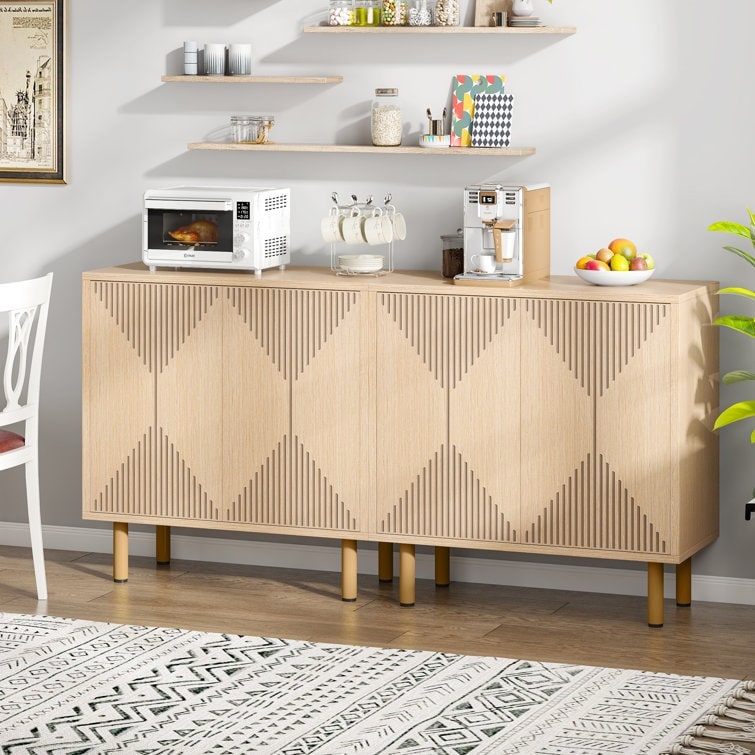 White Sideboard Buffet Set  Modern Sideboard Storage Cabinet with Door