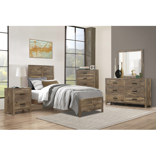 Bedroom Wooden Nightstand 1pc Weathered Pine Finis...