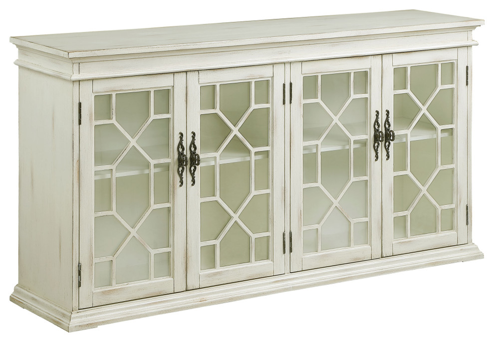 Kiara 4 door Accent Cabinet With Adjustable Shelves White   Modern   Accent Chests And Cabinets   by Modon  Houzz