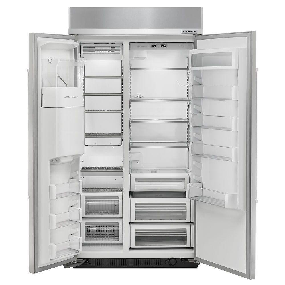 KitchenAid 25.2 cu. ft. Built-In Side by Side Refrigerator in Stainless Steel KBSD612ESS