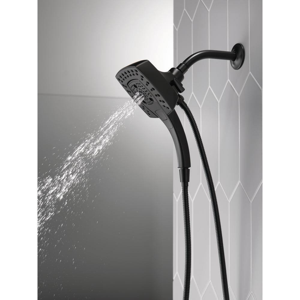 Delta In2ition 5-Spray Patterns 2.5 GPM 5.75 in. Wall Mount Dual Shower Heads in Matte Black 58474-BL25