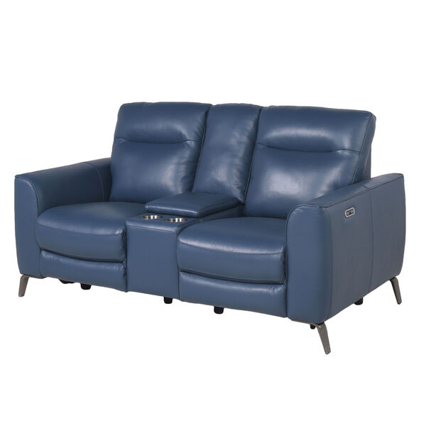 Sansa Ocean Blue Power Reclining Console Loveseat