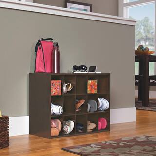 ClosetMaid 19 in. H x 24 in. W x 12 in. D Espresso Wood Look 15-Cube Storage Organizer 8929