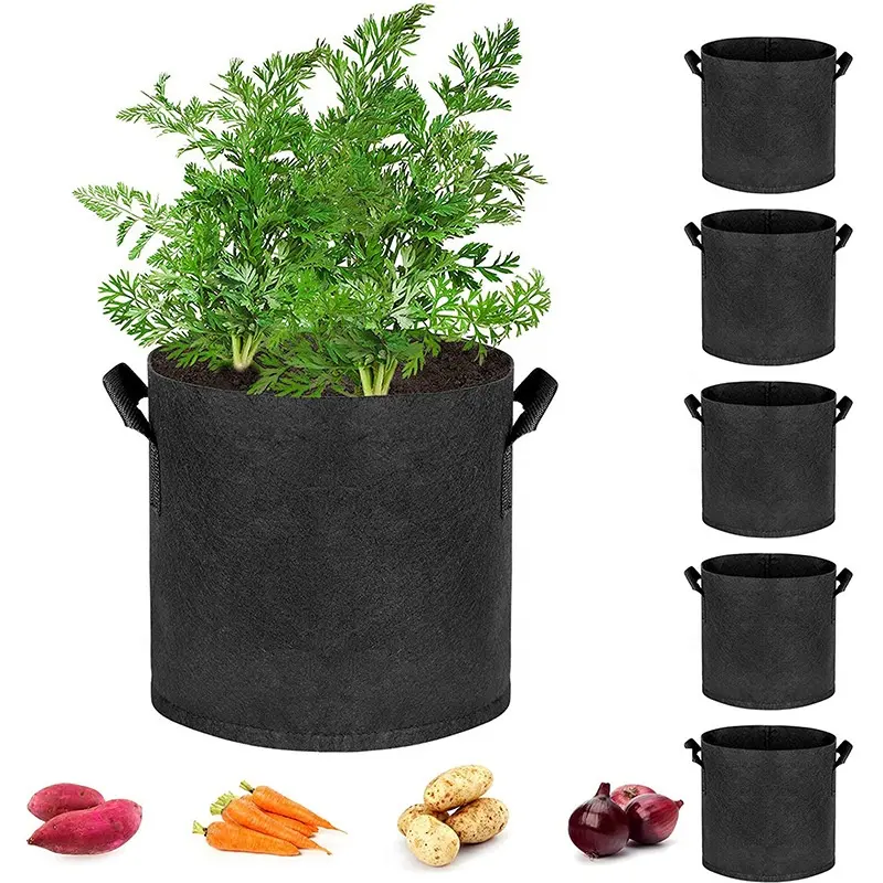 Wholesale 1~ 400 Gallon Non woven Fabric Felt Vegetable Potato Bags Plant Grow Pots Outside For Garden Supplies