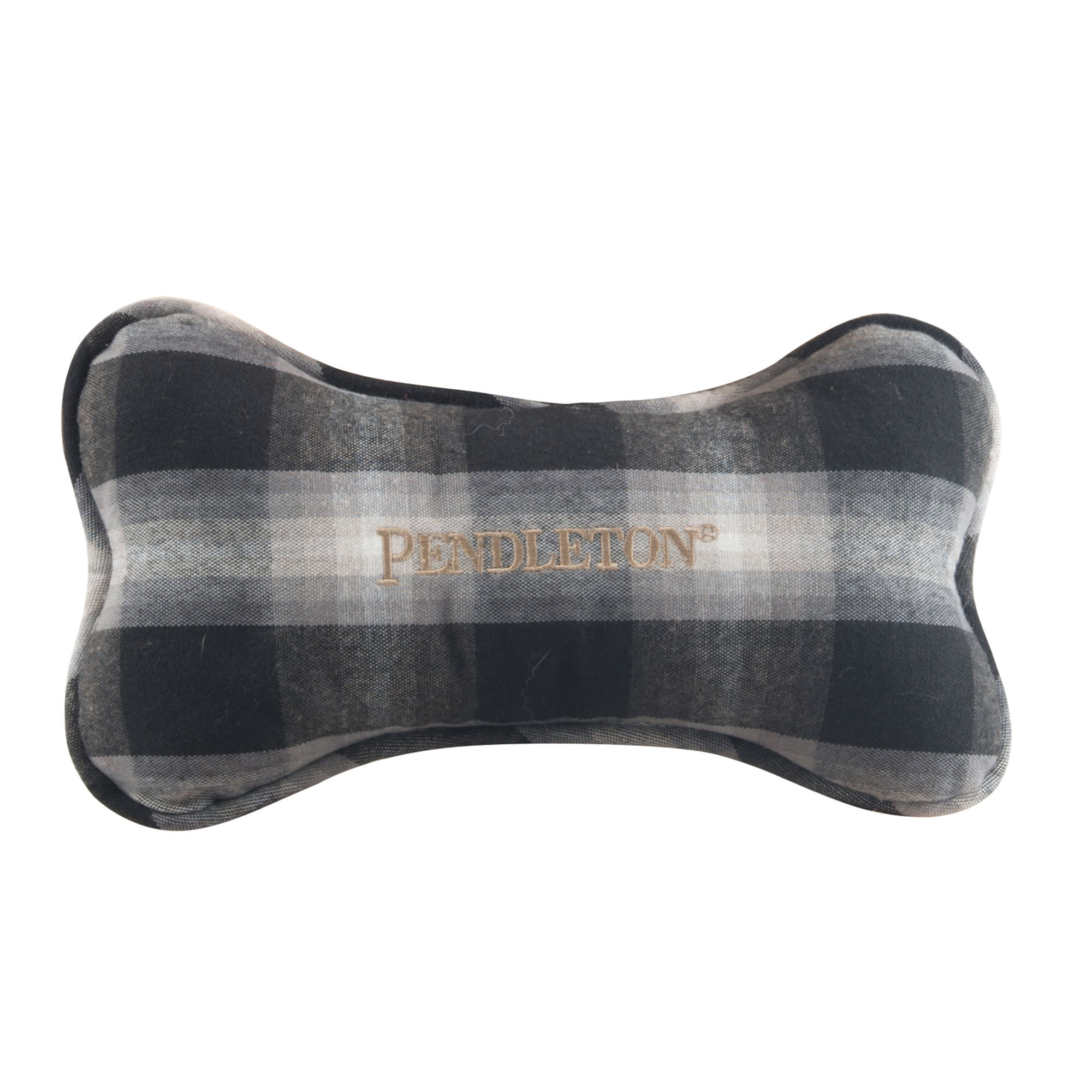 Pendleton Charcoal Ombre Plaid Bone Dog Toy， Small