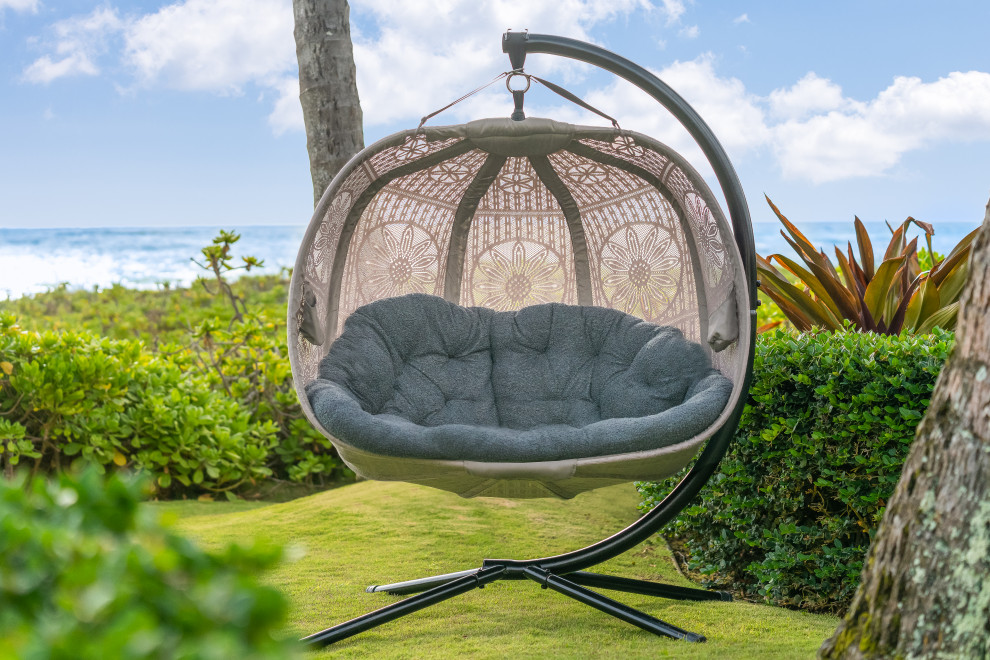 66H x 50W x 43D Beige Hanging Loveseat Dreamcatcher Design   Transitional   Hammocks And Swing Chairs   by IDEAZ International  LLC  Houzz