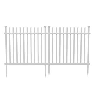 Zippity Outdoor Products 3.4 ft. x 3.7 ft. Burbank No-Dig Vinyl Garden Picket Fence Panel (2-Pack) ZP19057