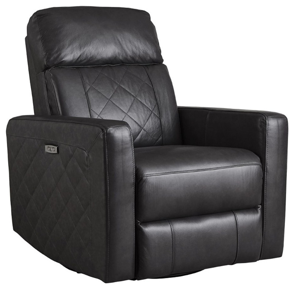 Westwood Design Soho Wood Leather Power USB Glider Recliner in Oxford Gray   Contemporary   Recliner Chairs   by Homesquare  Houzz