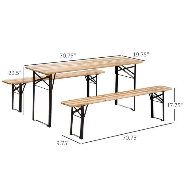 Portable 6' Wooden Picnic Table Set for Outdoor Activities