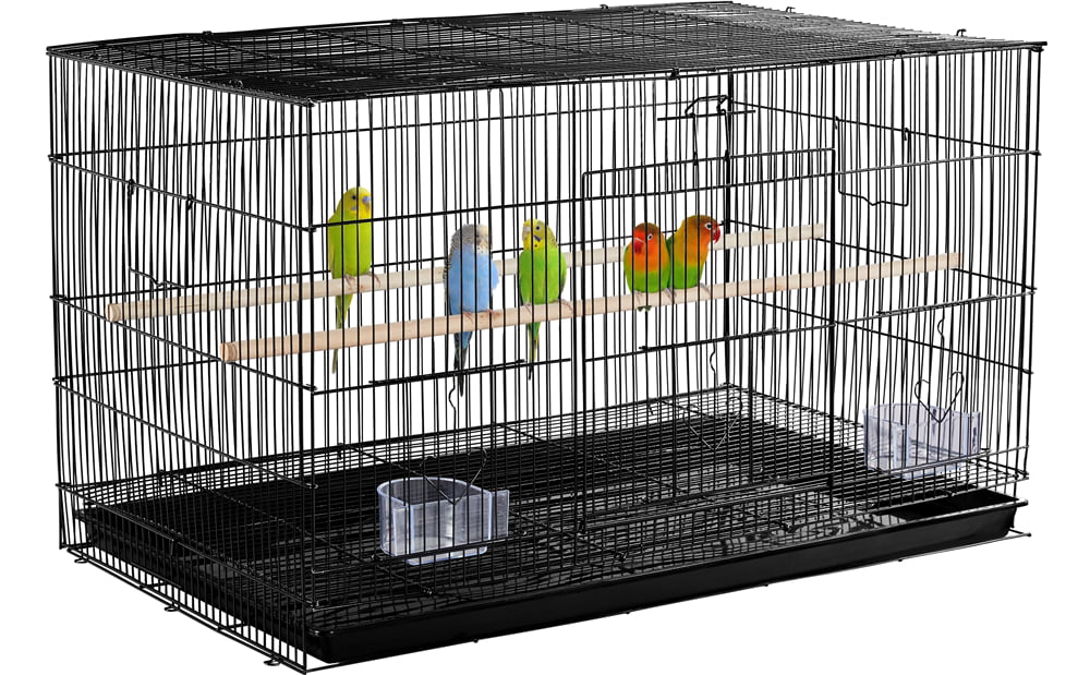 Topeakmart 30.5''L x 18.5''W x 18''H Rectangle Breeding Flight Cage with Slide-Out Tray for Parrots Parakeets Conures Birds， Black