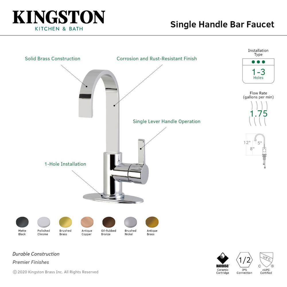 Kingston Brass Continental Single-Handle Bar Faucet in Matte Black HLS8610CTL