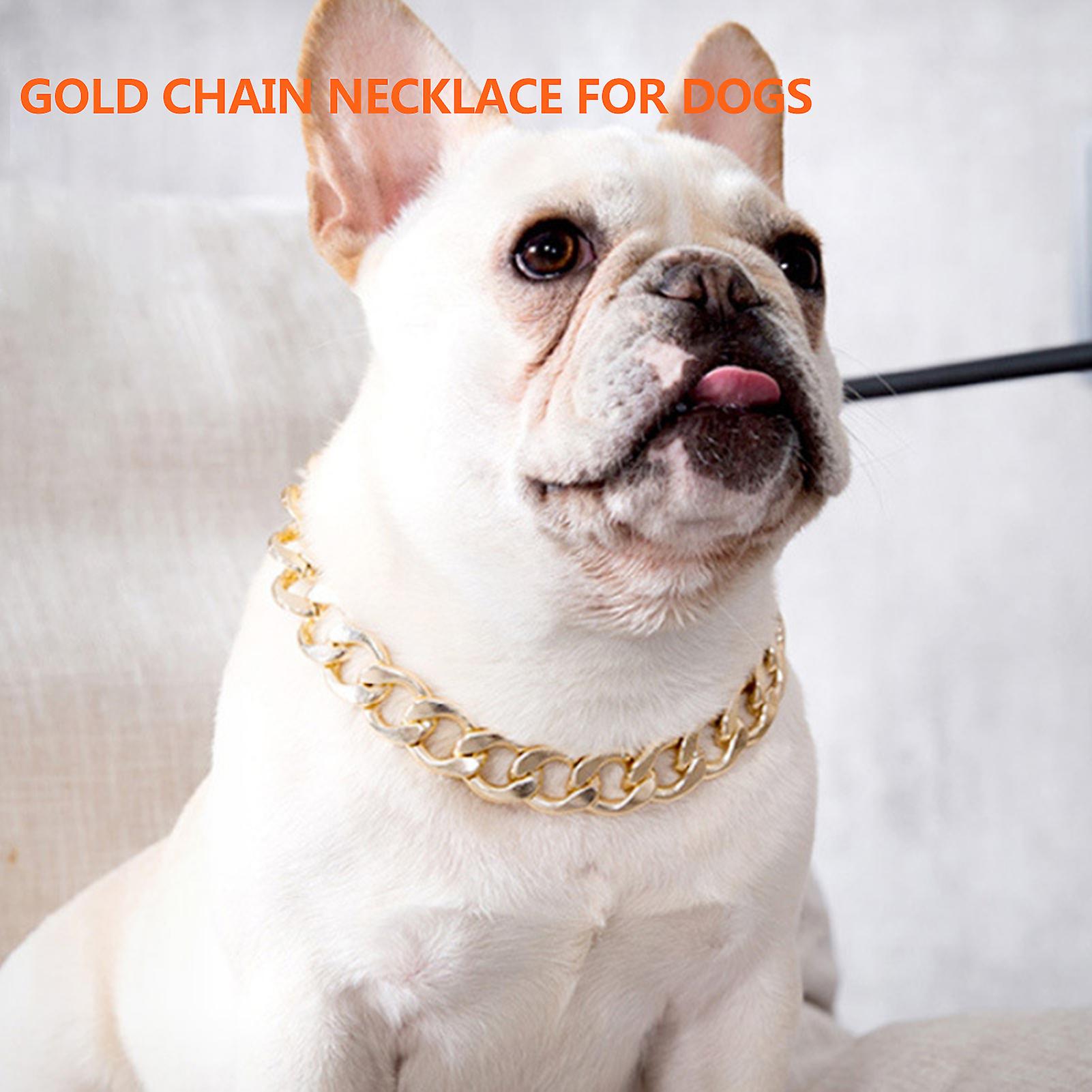 French Fighting Dog Bully Gold Chain Small And Medium-sized Dog Collar Pet Necklace Jewelry Accessories Gold Coffee