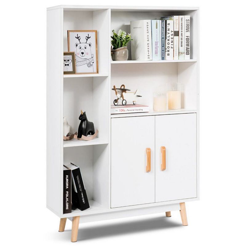 Hivago Free Standing Pantry Cabinet with 2 Door Cabinet and 5 Shelves