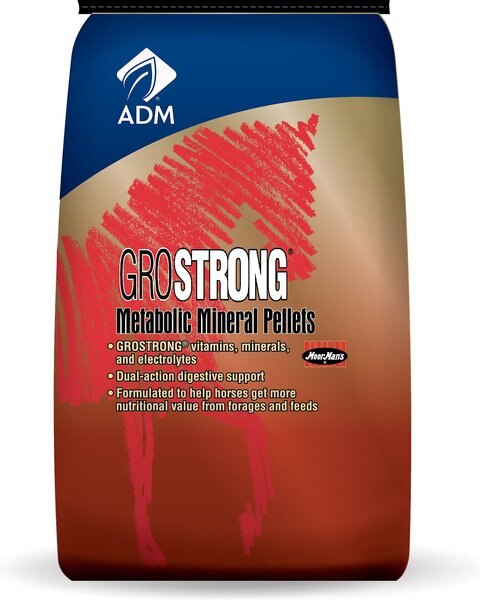 ADM GroSTRONG Metabolic Mineral Pellets Low Sugar Low Starch Horse Feed， 40-lb bag