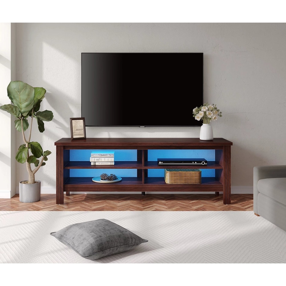 Classic TV Stand with LED Lights for 55 85 Inch TV  Black/Espresso/Oak