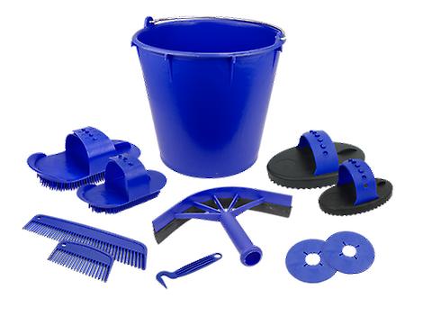 Cleaning set of 10 items in bucket navy blue