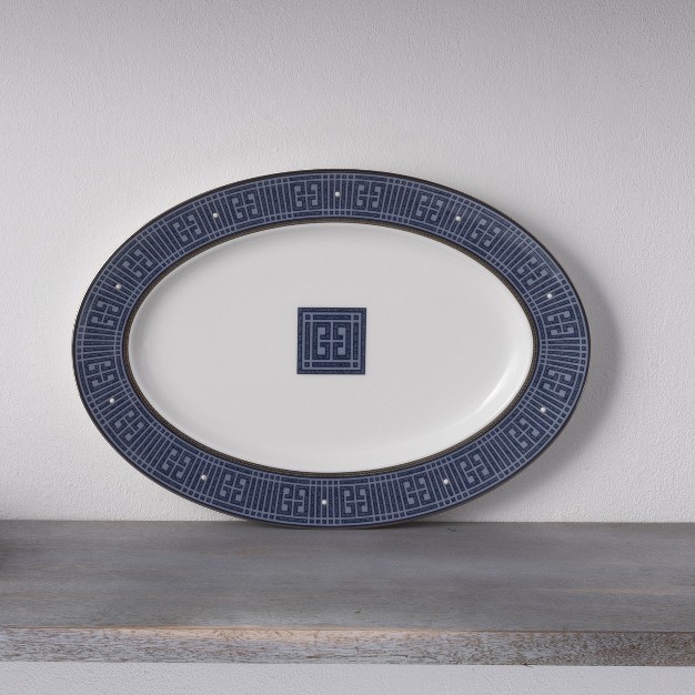 Noritake Infinity Blue Medium Oval Serving Platter