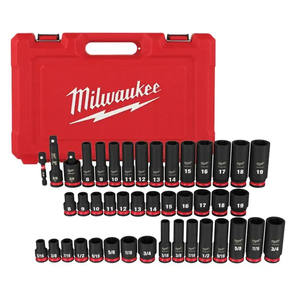 Milwaukee 43-Piece SHOCKWAVE Impact Duty 3/8 Drive SAE and Metric Deep 6 Point Socket Set