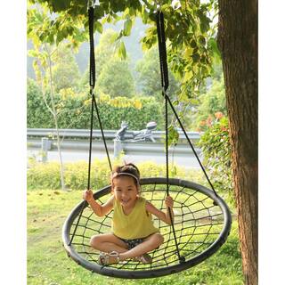 PLAYBERG Round Net Tree Web Swing with Hanging Ropes QI003375