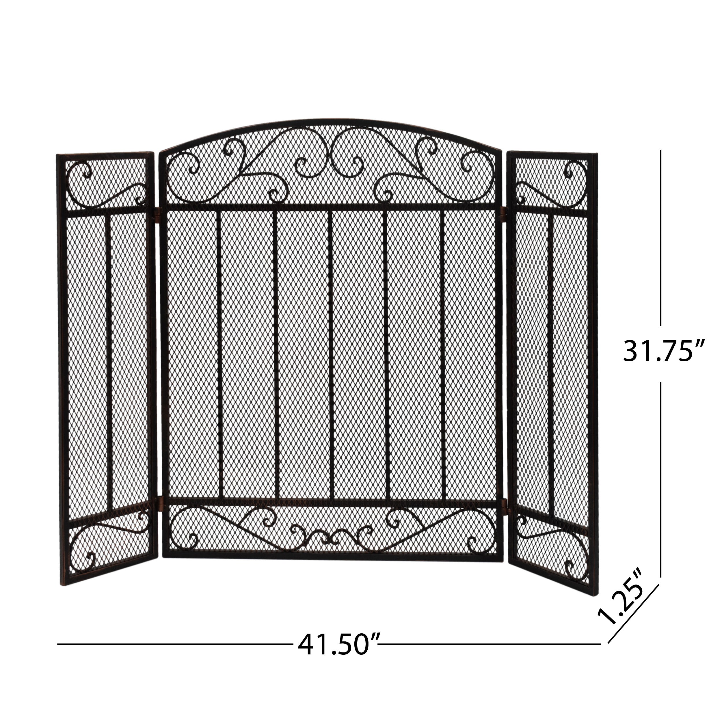 Fernando Contemporary Three Panel Iron Firescreen