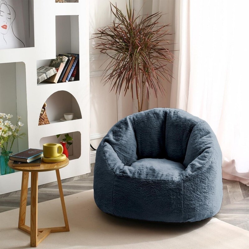 Large Bean Bag Chair 37in Soft Faux Fur