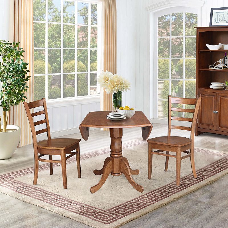 International Concepts 42-in. Drop-Leaf Table and Chairs 3-piece Set